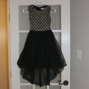 Black hi/low dress with sequins  - Size 10